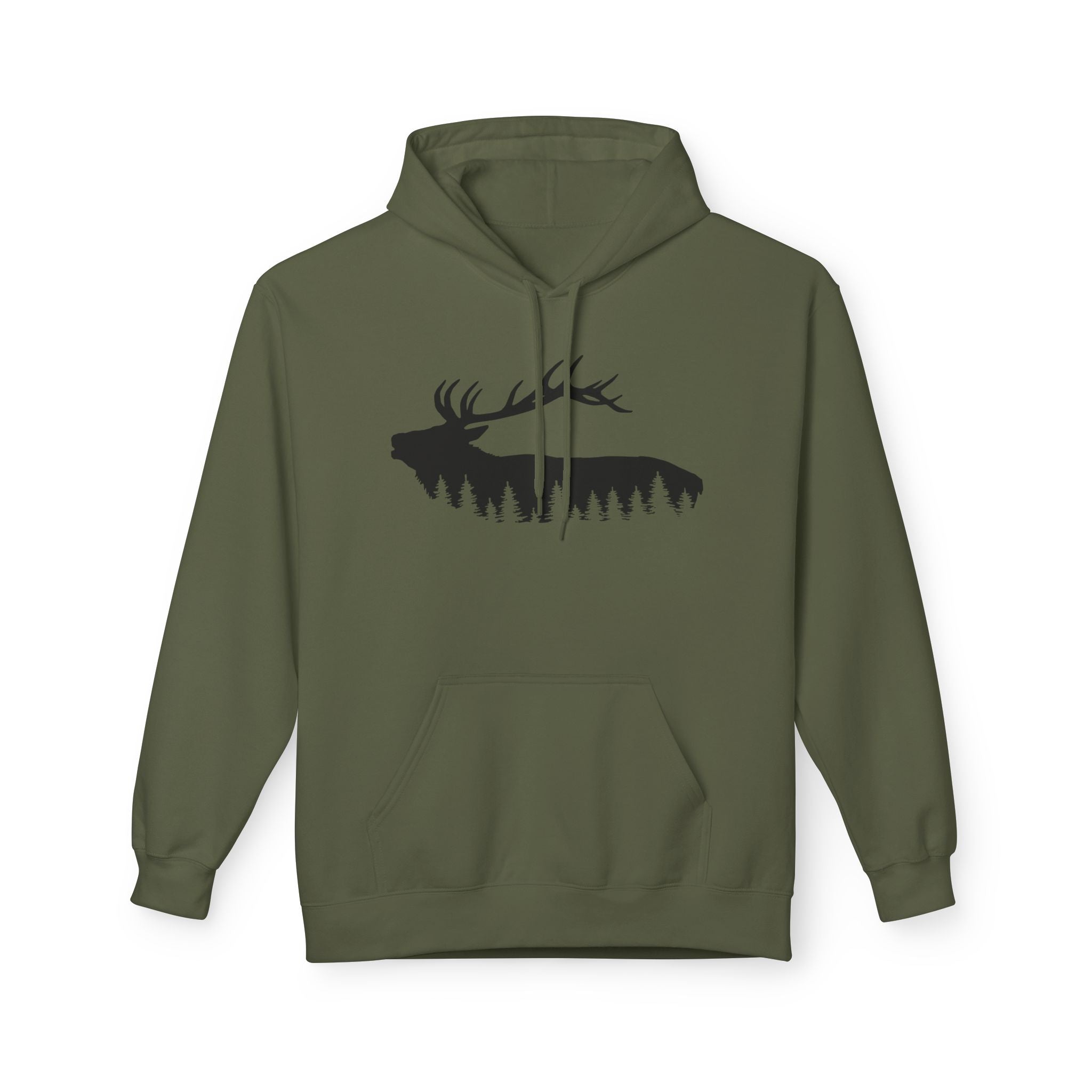 TIMBEHR - Wildlife Fleece Hoodie - Elk - Ideal for Nature Lovers, Outdoor Adventures, Gift for Him and Her, Forest Aesthetic, Fall & Winter Wear
