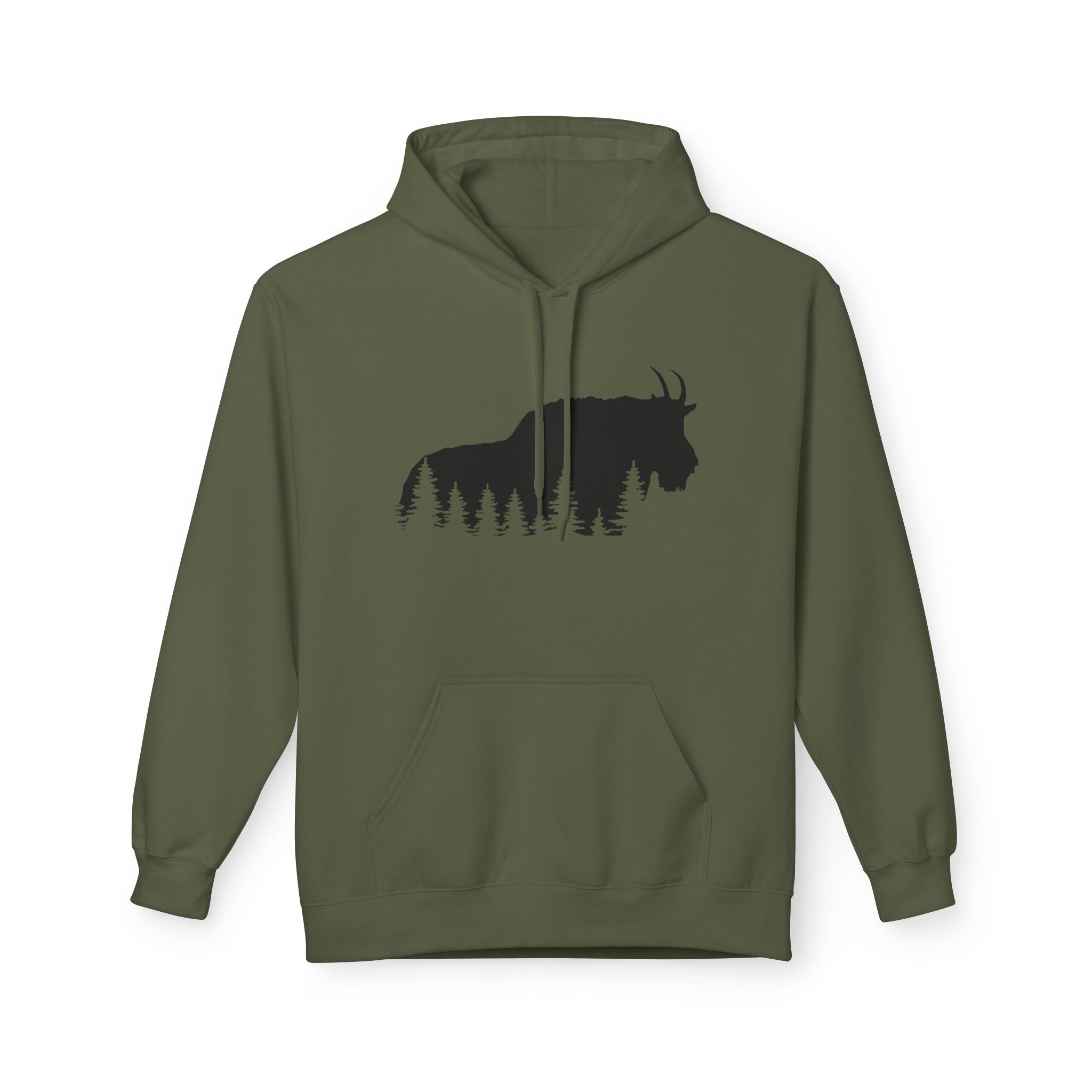 TIMBEHR - Wildlife Fleece Hoodie - Mountain Goat - Ideal for Nature Lovers, Outdoor Adventures, Gift for Him and Her, Forest Aesthetic, Fall & Winter Wear