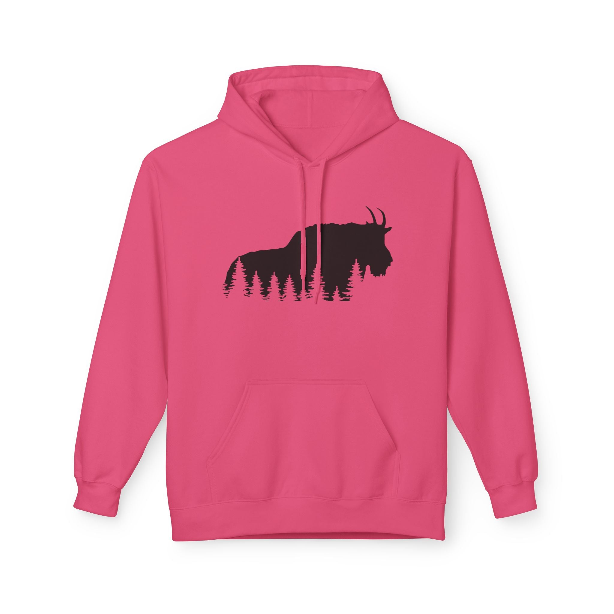 TIMBEHR - Wildlife Fleece Hoodie - Mountain Goat - Ideal for Nature Lovers, Outdoor Adventures, Gift for Him and Her, Forest Aesthetic, Fall & Winter Wear