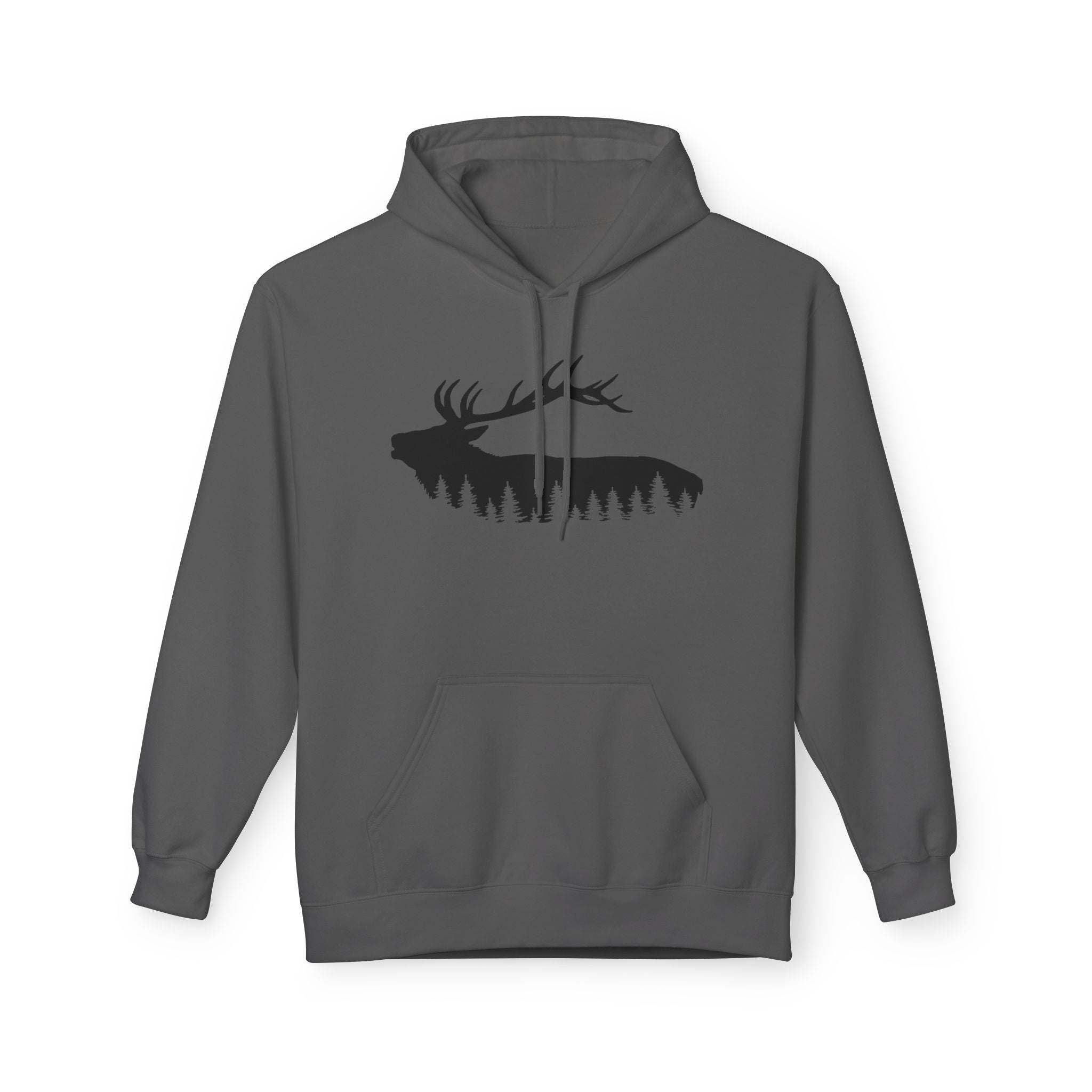 TIMBEHR - Wildlife Fleece Hoodie - Elk - Ideal for Nature Lovers, Outdoor Adventures, Gift for Him and Her, Forest Aesthetic, Fall & Winter Wear