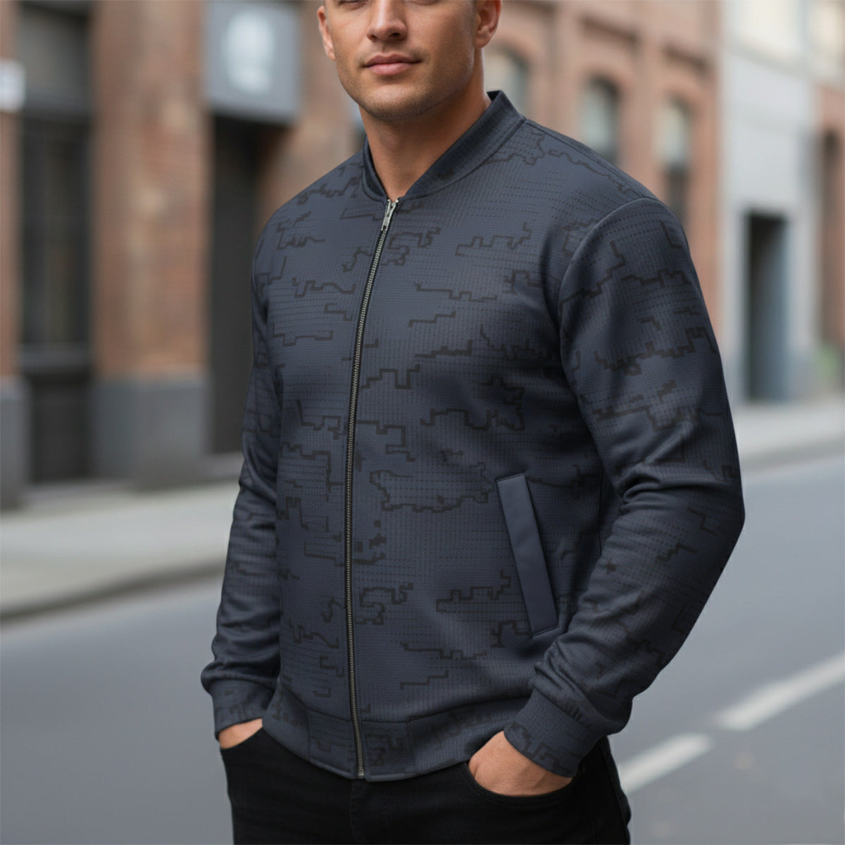 Dispersa Ghost Camo Bomber in Dark Blue: Your New Signature Layer