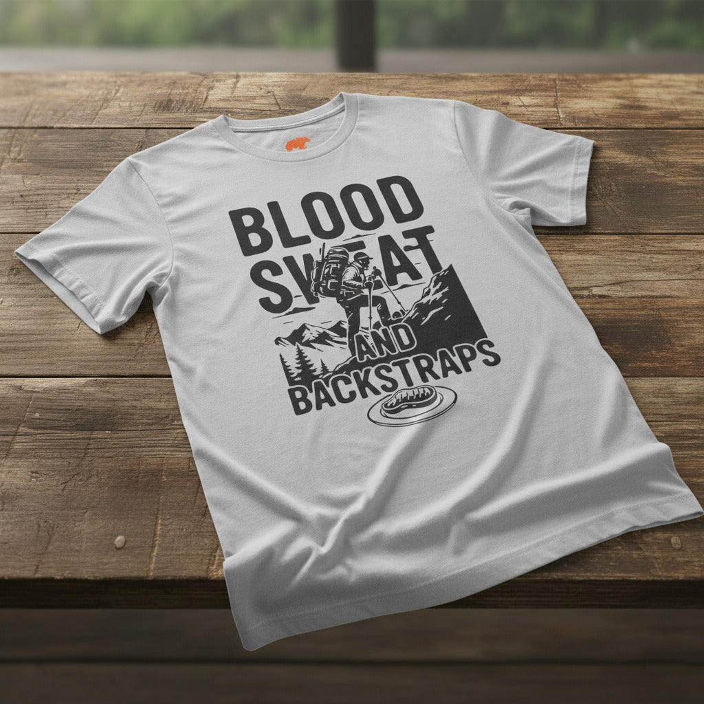 TIMBEHR's Graphic Short Sleeve Tee - Blood Sweat and Backstraps