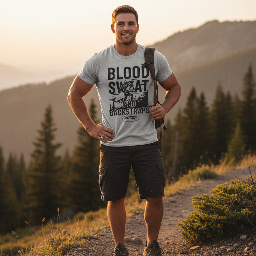 TIMBEHR's Graphic Short Sleeve Tee - Blood Sweat and Backstraps