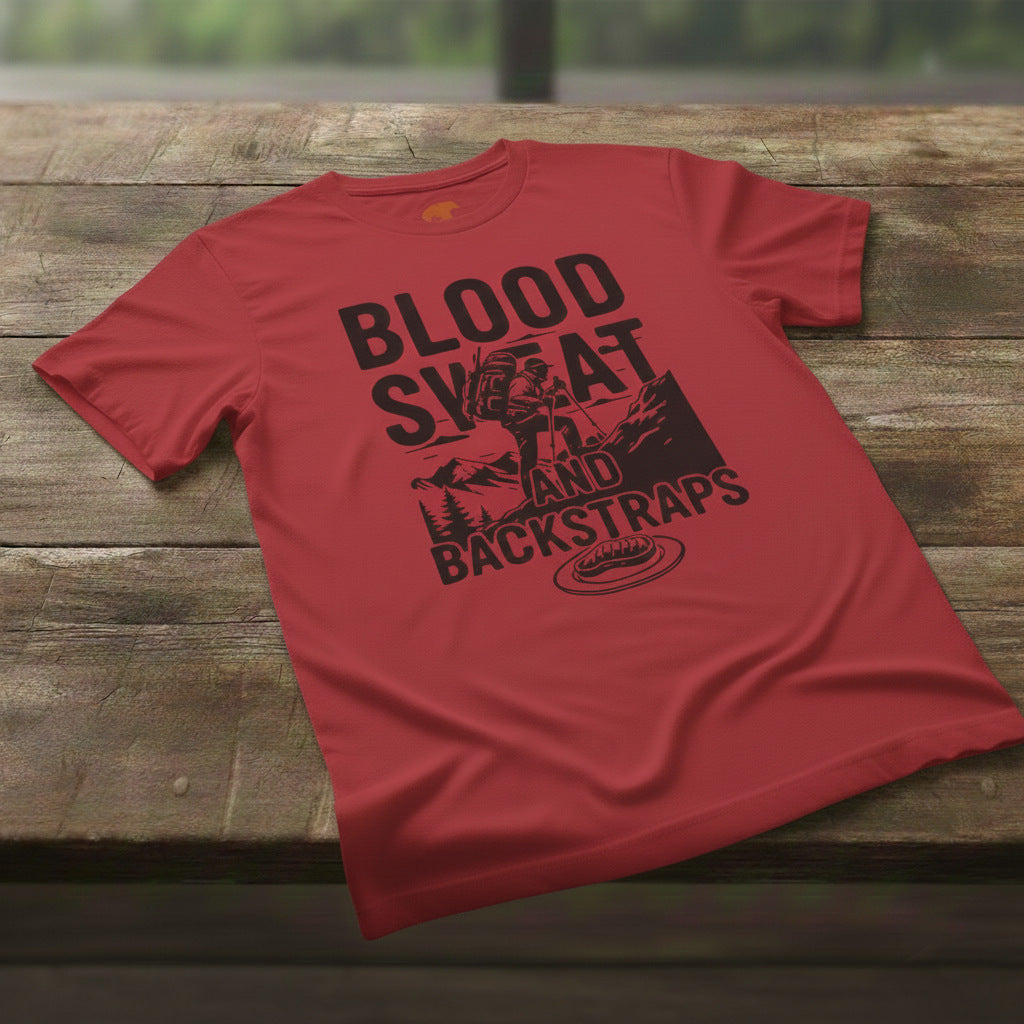 TIMBEHR's Graphic Short Sleeve Tee - Blood Sweat and Backstraps