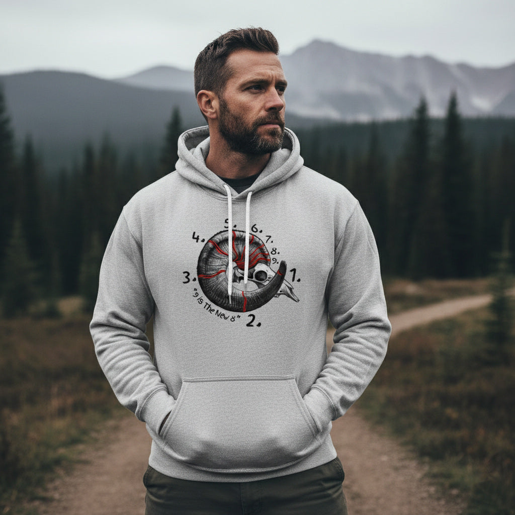 TIMBEHR - Wildlife Fleece Hoodie - Big Horn Sheep Skull- Ideal for Nature Lovers, Outdoor Adventures, Gift for Him and Her, Forest Aesthetic, Fall & Winter Wear