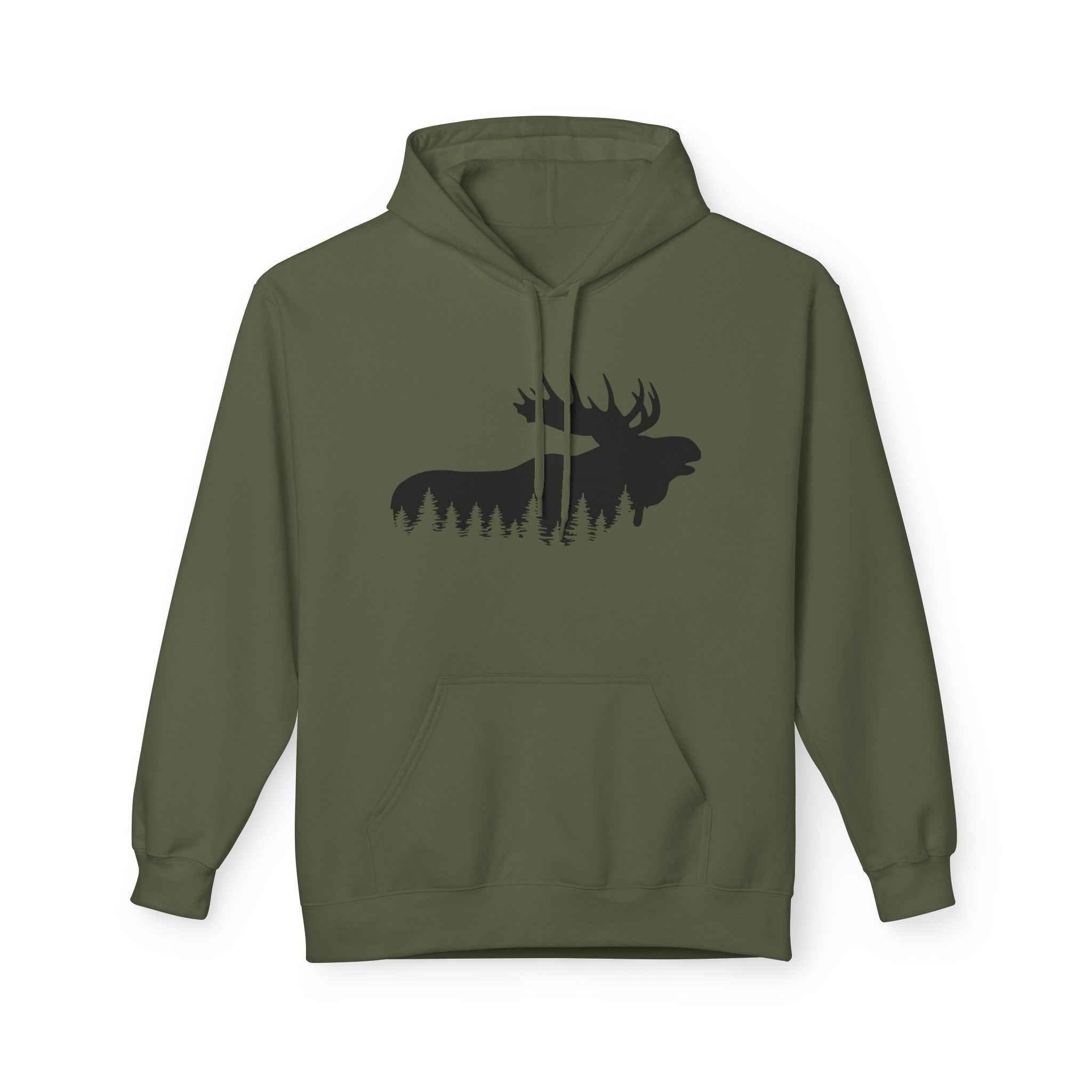 TIMBEHR - Wildlife Fleece Hoodie - Moose - Ideal for Nature Lovers, Outdoor Adventures, Gift for Him and Her, Forest Aesthetic, Fall & Winter Wear