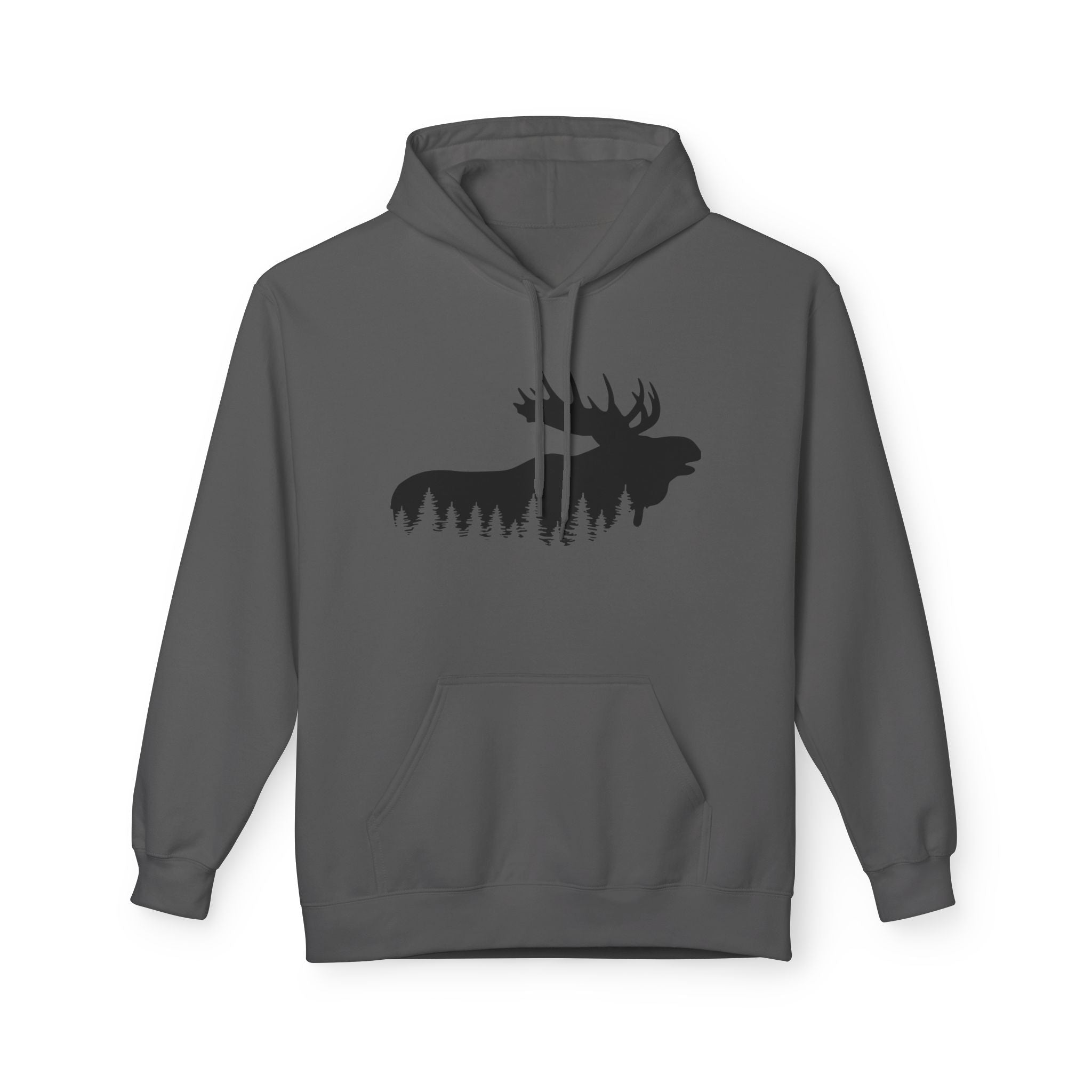 TIMBEHR - Wildlife Fleece Hoodie - Moose - Ideal for Nature Lovers, Outdoor Adventures, Gift for Him and Her, Forest Aesthetic, Fall & Winter Wear