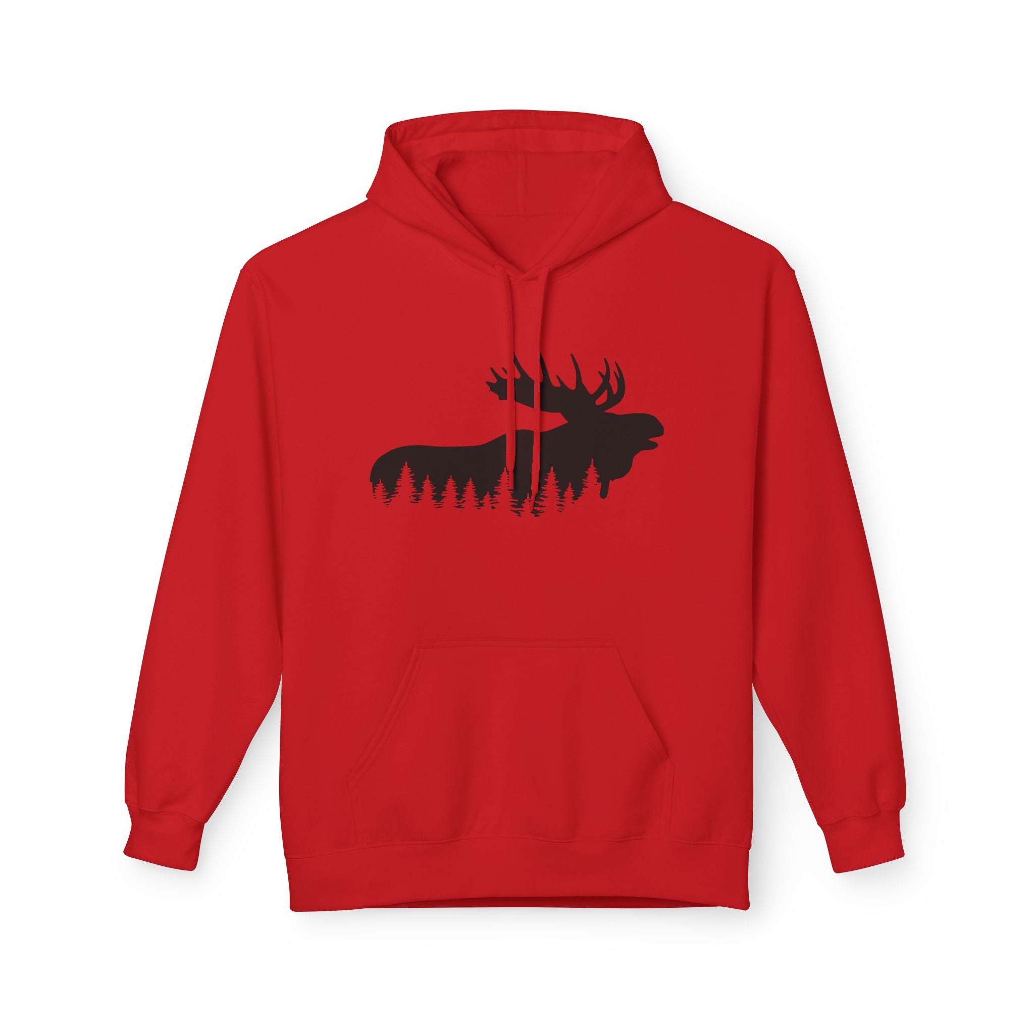 TIMBEHR - Wildlife Fleece Hoodie - Moose - Ideal for Nature Lovers, Outdoor Adventures, Gift for Him and Her, Forest Aesthetic, Fall & Winter Wear